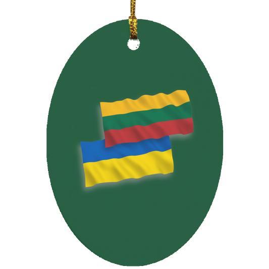 Lithuania Ukraine Flag - MDF Oval Ornament - Lithuania Strong