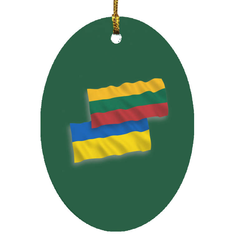 Lithuania Ukraine Flag - MDF Oval Ornament - Lithuania Strong