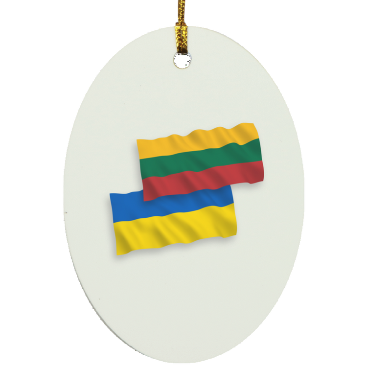 Lithuania Ukraine Flag - MDF Oval Ornament - Lithuania Strong