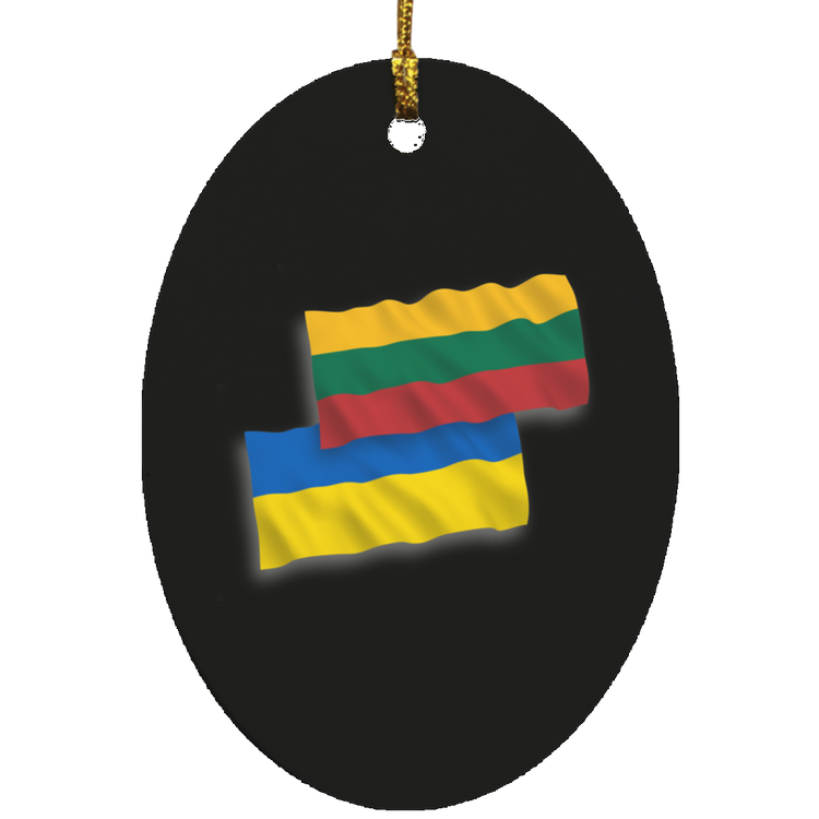 Lithuania Ukraine Flag - MDF Oval Ornament - Lithuania Strong