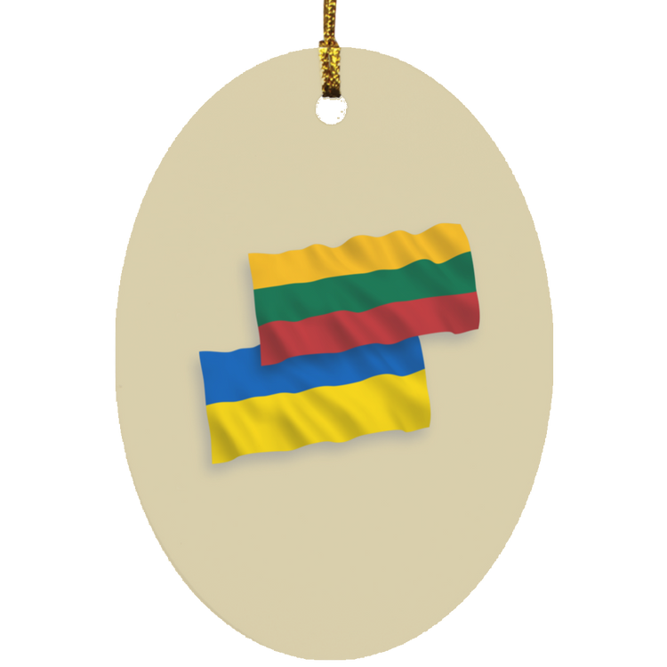 Lithuania Ukraine Flag - MDF Oval Ornament - Lithuania Strong