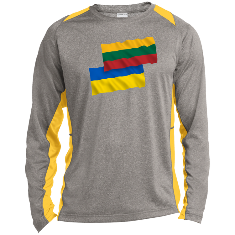 Lithuania Ukraine Flag - Mens Long Sleeve Colorblock Activewear Performance T - Lithuania Strong