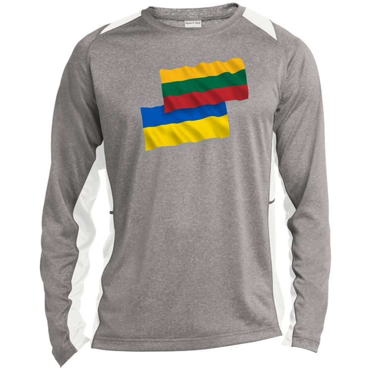 Lithuania Ukraine Flag - Mens Long Sleeve Colorblock Activewear Performance T - Lithuania Strong