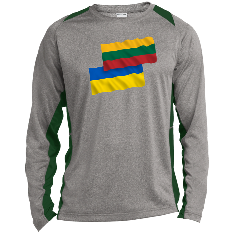 Lithuania Ukraine Flag - Mens Long Sleeve Colorblock Activewear Performance T - Lithuania Strong
