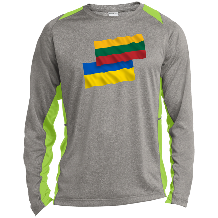 Lithuania Ukraine Flag - Mens Long Sleeve Colorblock Activewear Performance T - Lithuania Strong