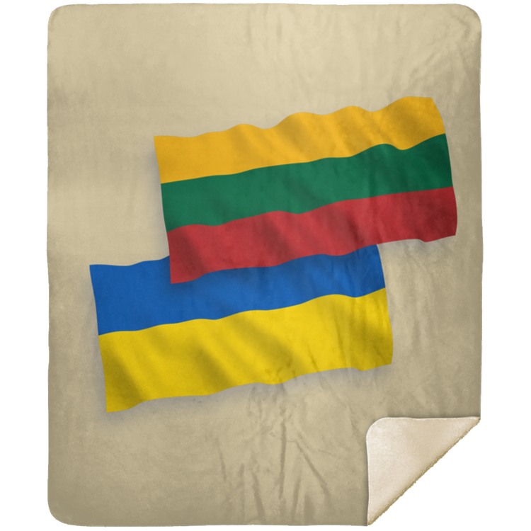 Lithuania Ukraine Flag - Premium Mink Sherpa Blanket 50x60 - Lithuania Strong