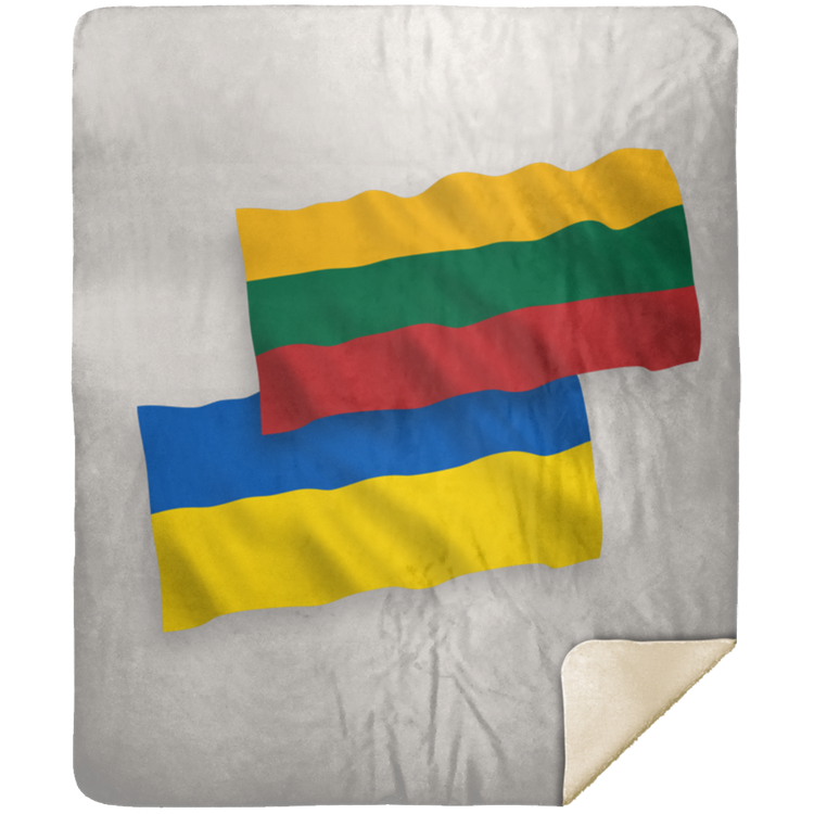 Lithuania Ukraine Flag - Premium Mink Sherpa Blanket 50x60 - Lithuania Strong