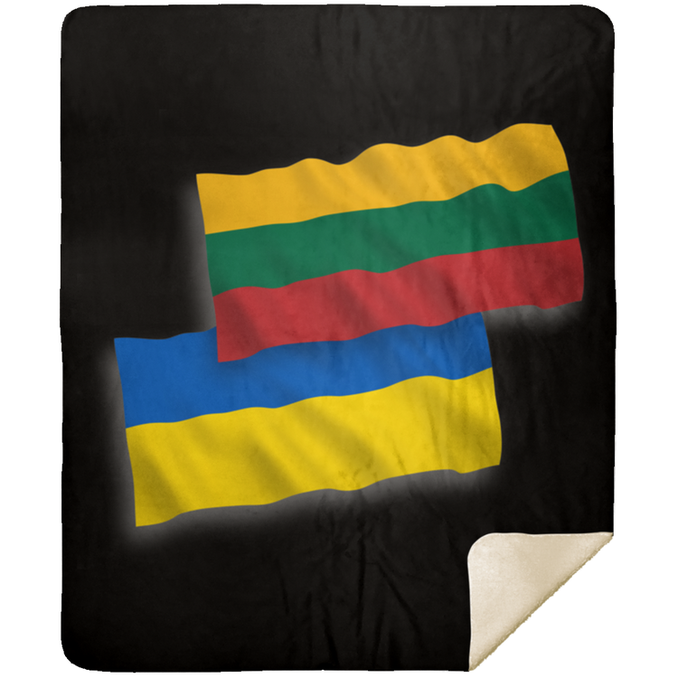 Lithuania Ukraine Flag - Premium Mink Sherpa Blanket 50x60 - Lithuania Strong