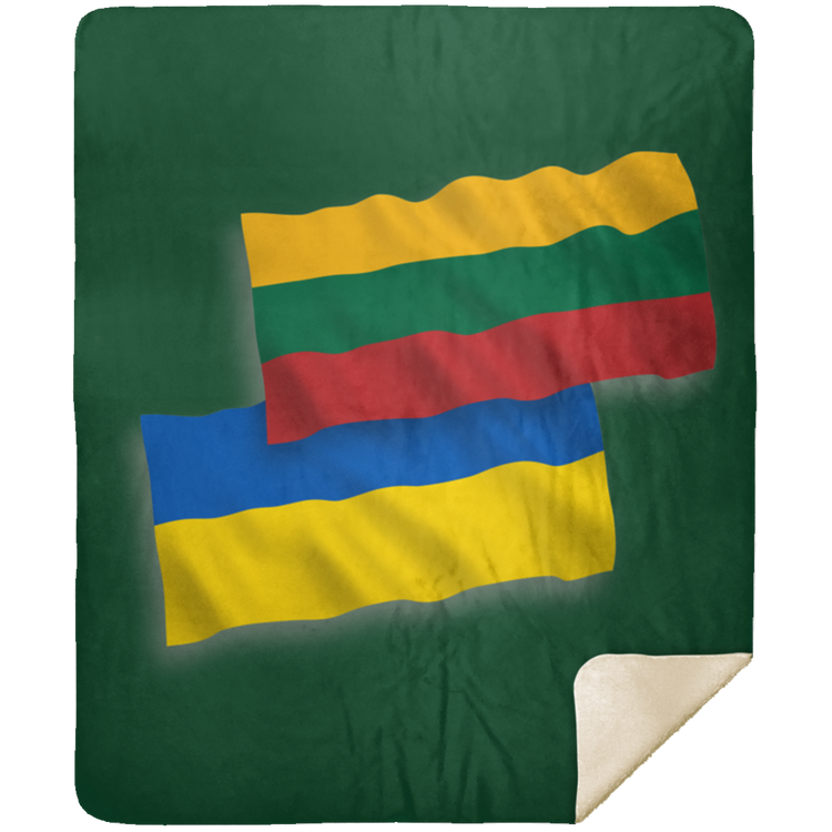 Lithuania Ukraine Flag - Premium Mink Sherpa Blanket 50x60 - Lithuania Strong