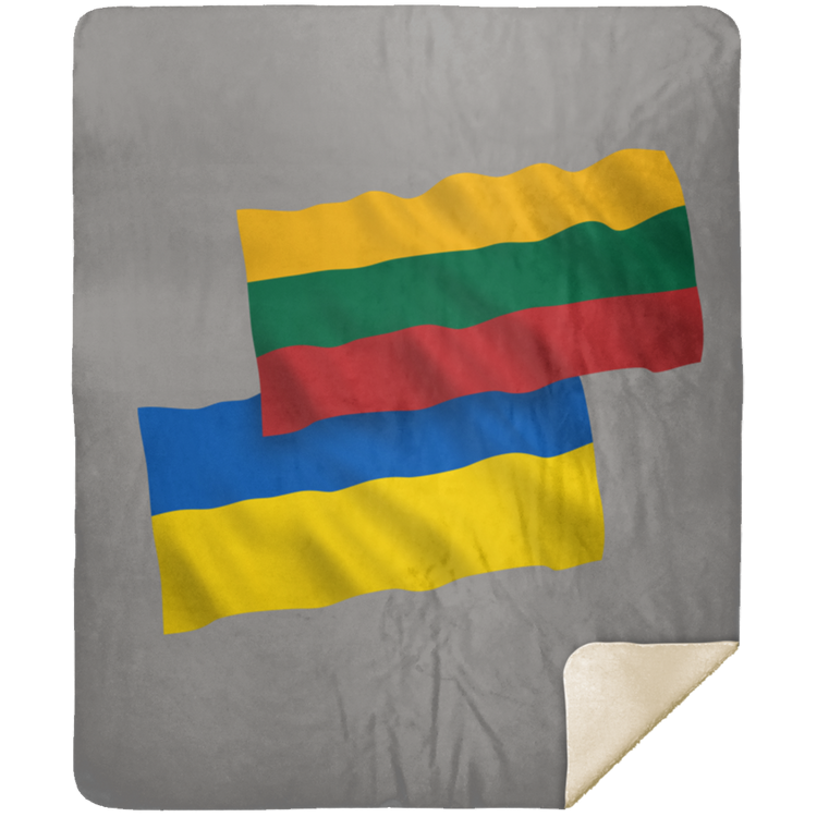 Lithuania Ukraine Flag - Premium Mink Sherpa Blanket 50x60 - Lithuania Strong