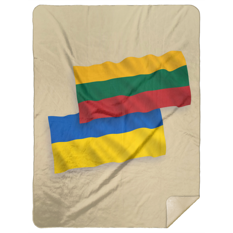 Lithuania Ukraine Flag - Premium Mink Sherpa Blanket 60x80 - Lithuania Strong