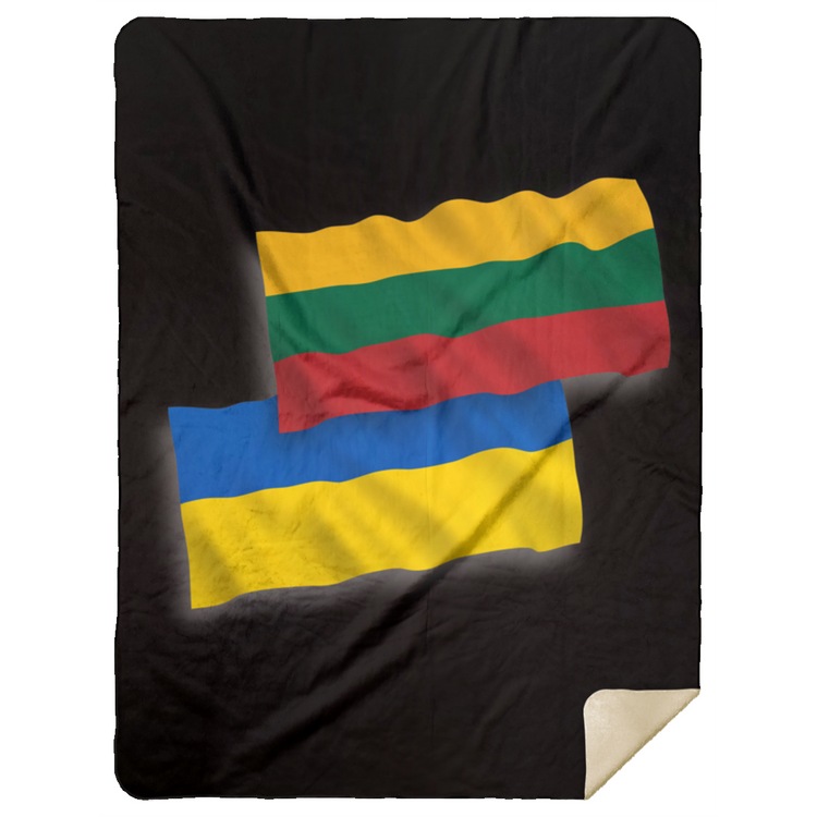 Lithuania Ukraine Flag - Premium Mink Sherpa Blanket 60x80 - Lithuania Strong