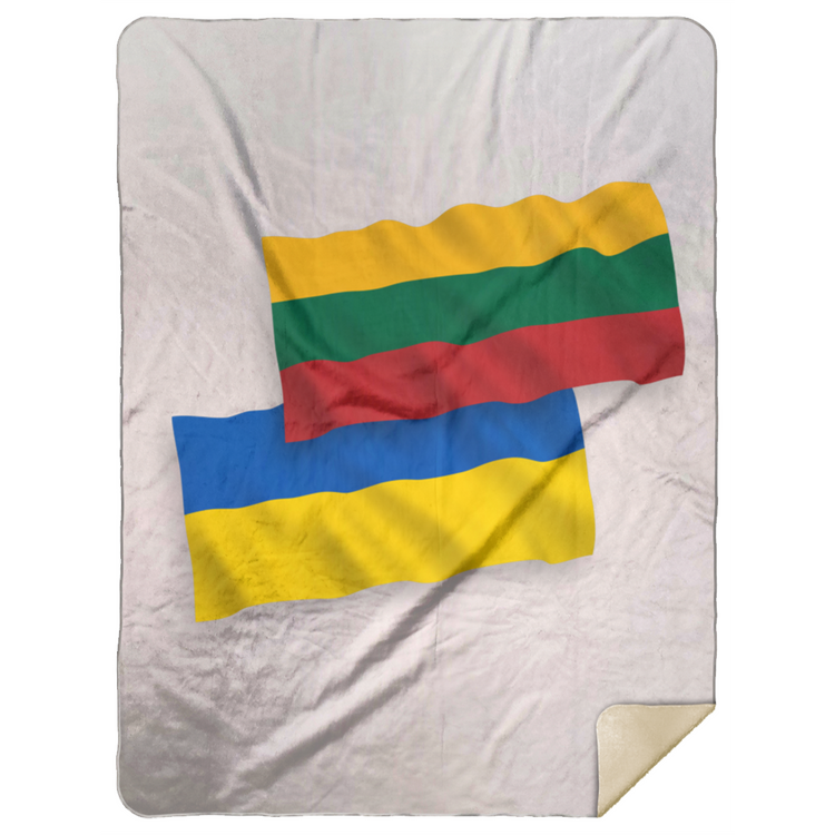 Lithuania Ukraine Flag - Premium Mink Sherpa Blanket 60x80 - Lithuania Strong