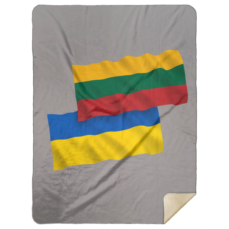 Lithuania Ukraine Flag - Premium Mink Sherpa Blanket 60x80 - Lithuania Strong