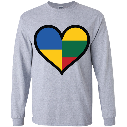 Lithuania Ukraine Heart - Boys Youth Classic Long Sleeve T-Shirt - Lithuania Strong