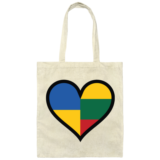 Lithuania Ukraine Heart - Canvas Tote Bag - Lithuania Strong