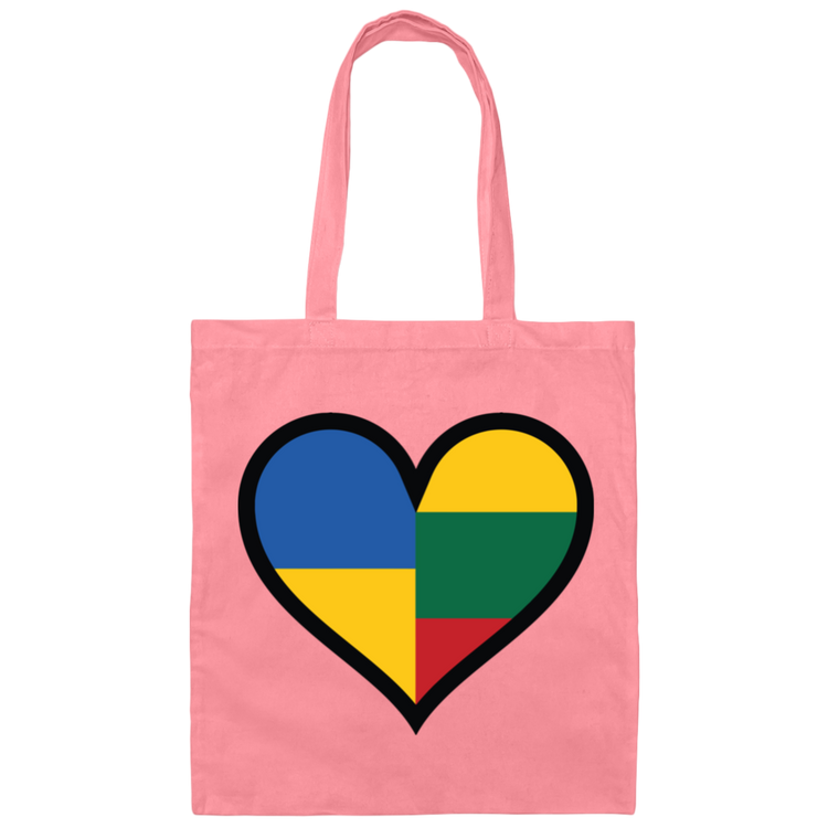 Lithuania Ukraine Heart - Canvas Tote Bag - Lithuania Strong