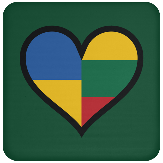 Lithuania Ukraine Heart - High Gloss Coaster - Lithuania Strong