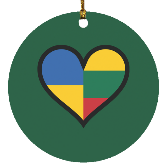 Lithuania Ukraine Heart - MDF Circle Ornament - Lithuania Strong