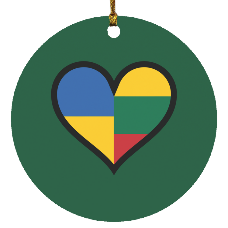 Lithuania Ukraine Heart - MDF Circle Ornament - Lithuania Strong