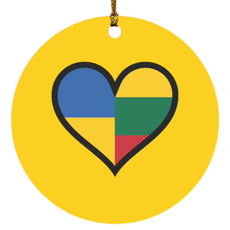 Lithuania Ukraine Heart - MDF Circle Ornament - Lithuania Strong