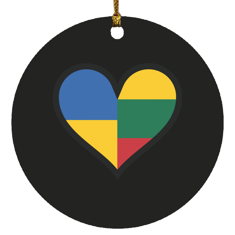 Lithuania Ukraine Heart - MDF Circle Ornament - Lithuania Strong