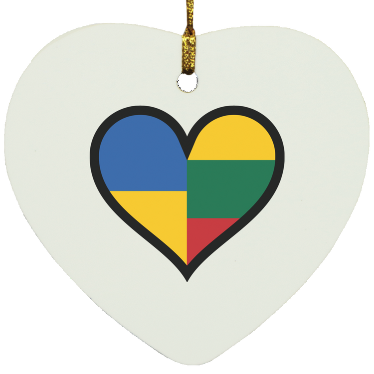 Lithuania Ukraine Heart - MDF Heart Ornament - Lithuania Strong