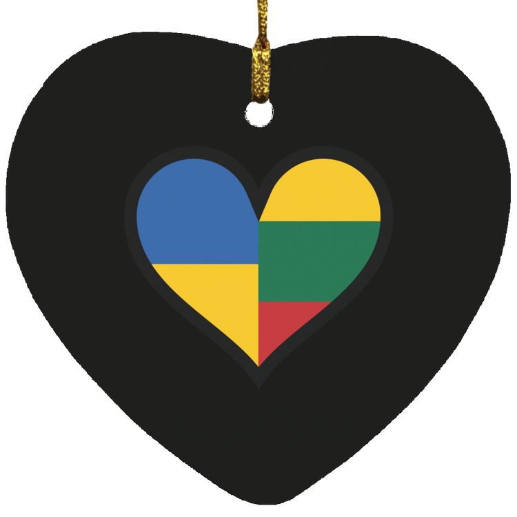 Lithuania Ukraine Heart - MDF Heart Ornament - Lithuania Strong