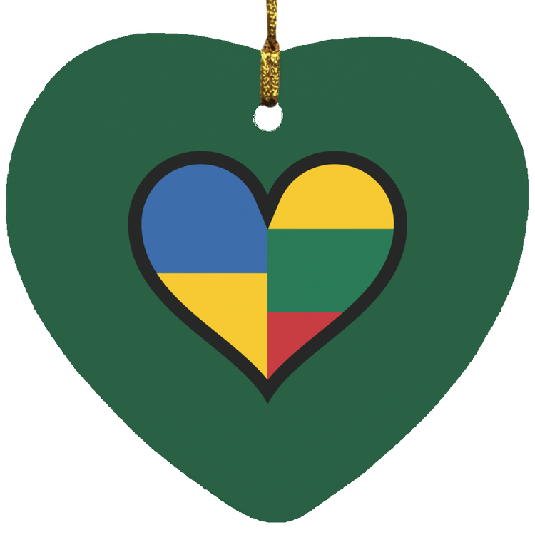 Lithuania Ukraine Heart - MDF Heart Ornament - Lithuania Strong