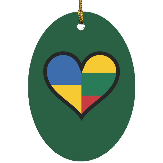 Lithuania Ukraine Heart - MDF Oval Ornament - Lithuania Strong