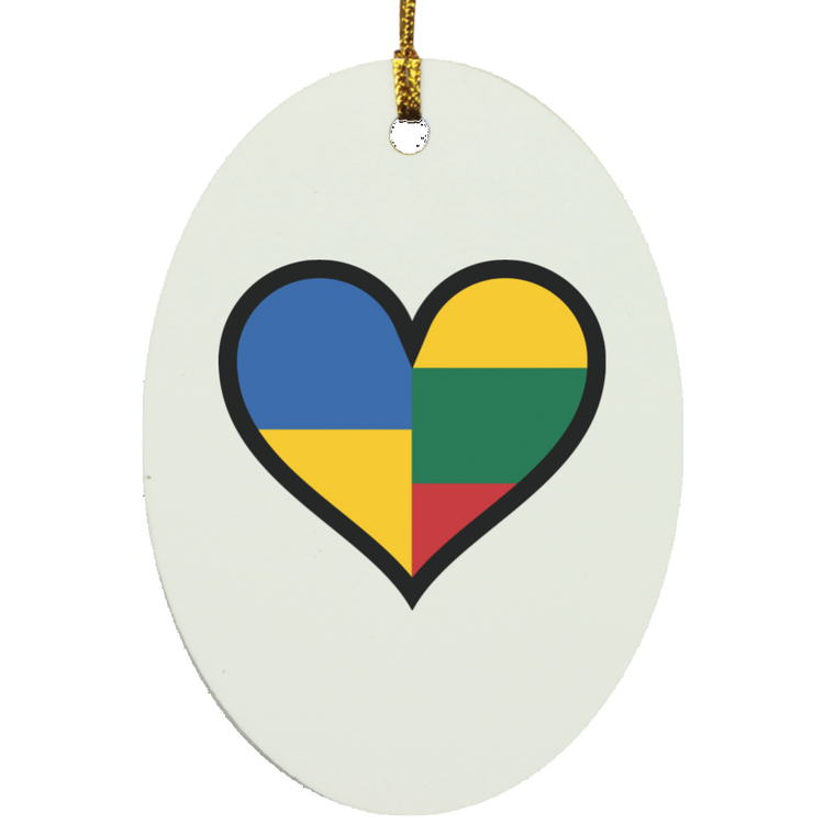 Lithuania Ukraine Heart - MDF Oval Ornament - Lithuania Strong