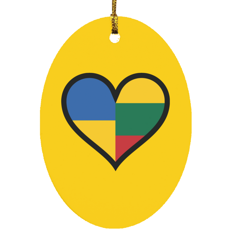 Lithuania Ukraine Heart - MDF Oval Ornament - Lithuania Strong