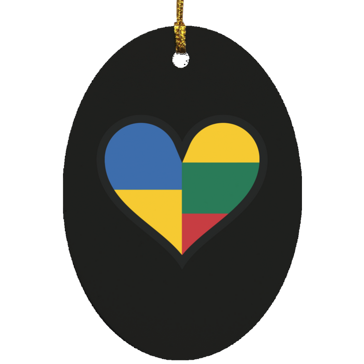 Lithuania Ukraine Heart - MDF Oval Ornament - Lithuania Strong