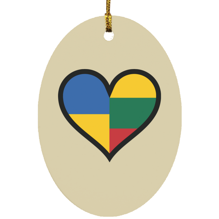 Lithuania Ukraine Heart - MDF Oval Ornament - Lithuania Strong