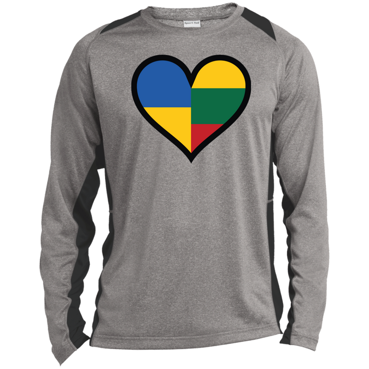 Lithuania Ukraine Heart - Mens Long Sleeve Colorblock Activewear Performance T - Lithuania Strong