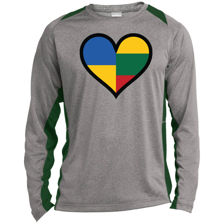 Lithuania Ukraine Heart - Mens Long Sleeve Colorblock Activewear Performance T - Lithuania Strong