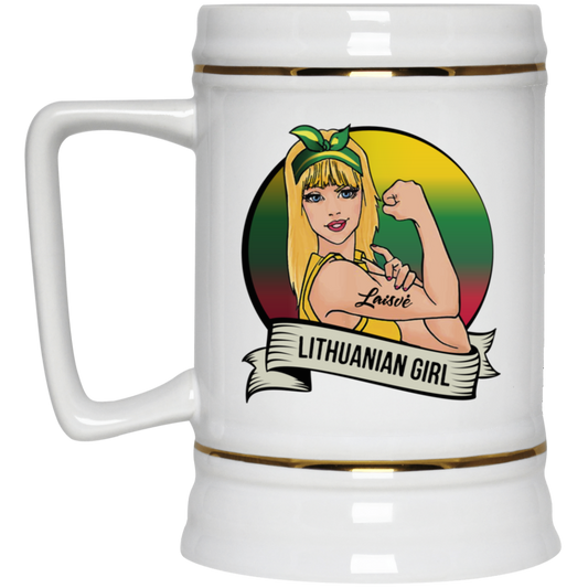 Lithuanian Girl - 22 oz. Ceramic Stein - Lithuania Strong