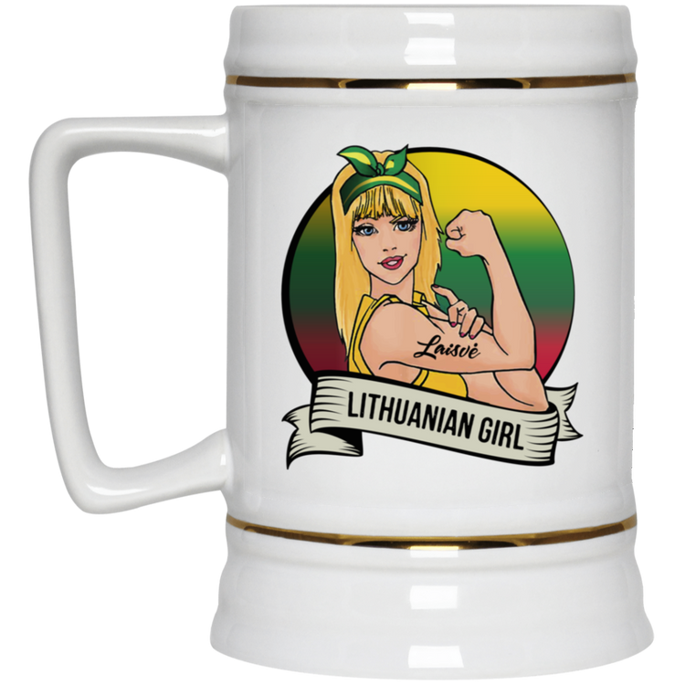 Lithuanian Girl - 22 oz. Ceramic Stein - Lithuania Strong