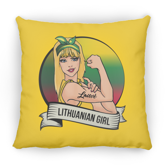 Lithuanian Girl - Large Square Pillow - Lithuania Strong