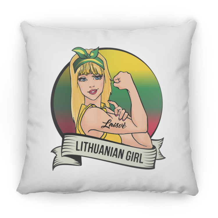 Lithuanian Girl - Large Square Pillow - Lithuania Strong