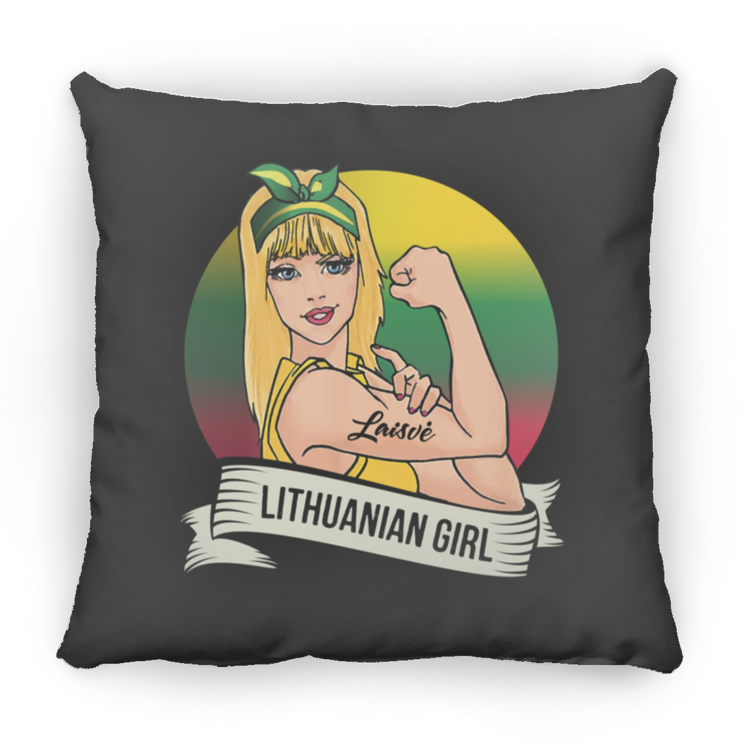 Lithuanian Girl - Large Square Pillow - Lithuania Strong