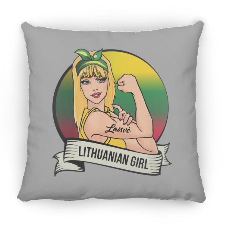 Lithuanian Girl - Large Square Pillow - Lithuania Strong