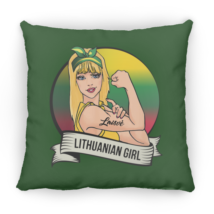 Lithuanian Girl - Large Square Pillow - Lithuania Strong