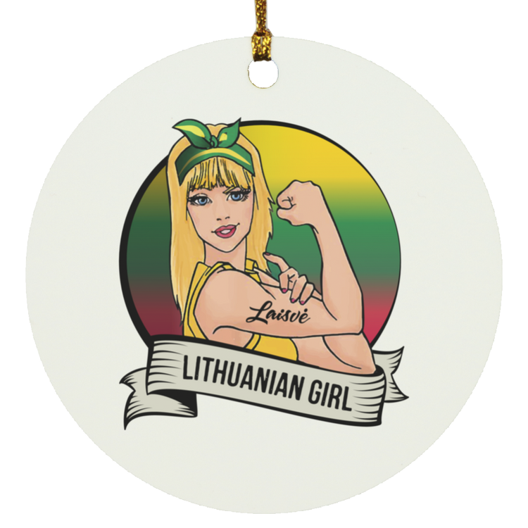 Lithuanian Girl - MDF Circle Ornament - Lithuania Strong