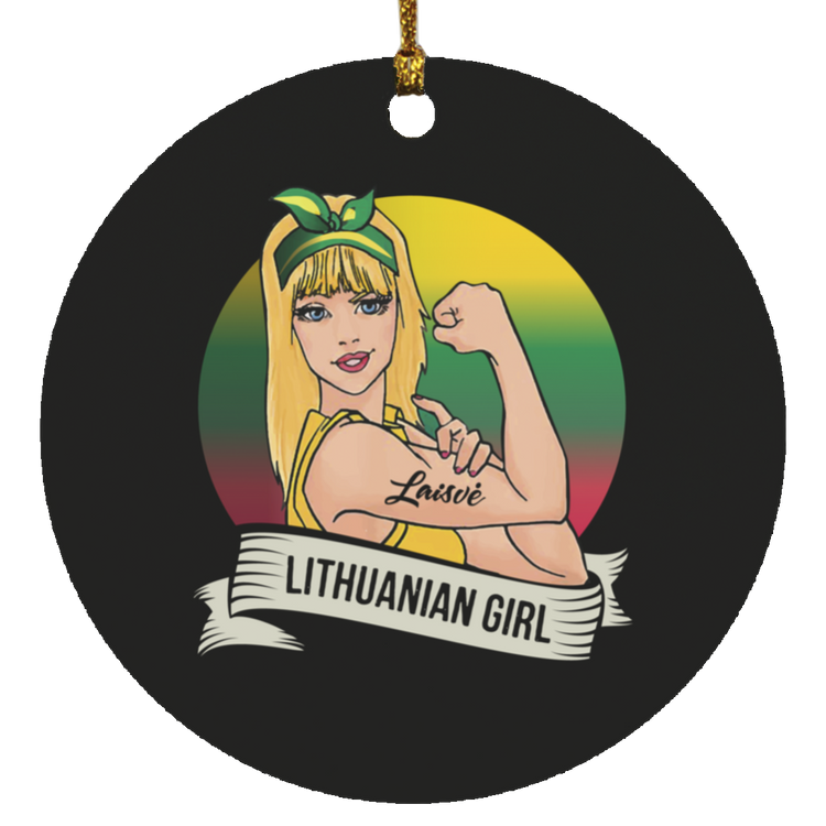 Lithuanian Girl - MDF Circle Ornament - Lithuania Strong