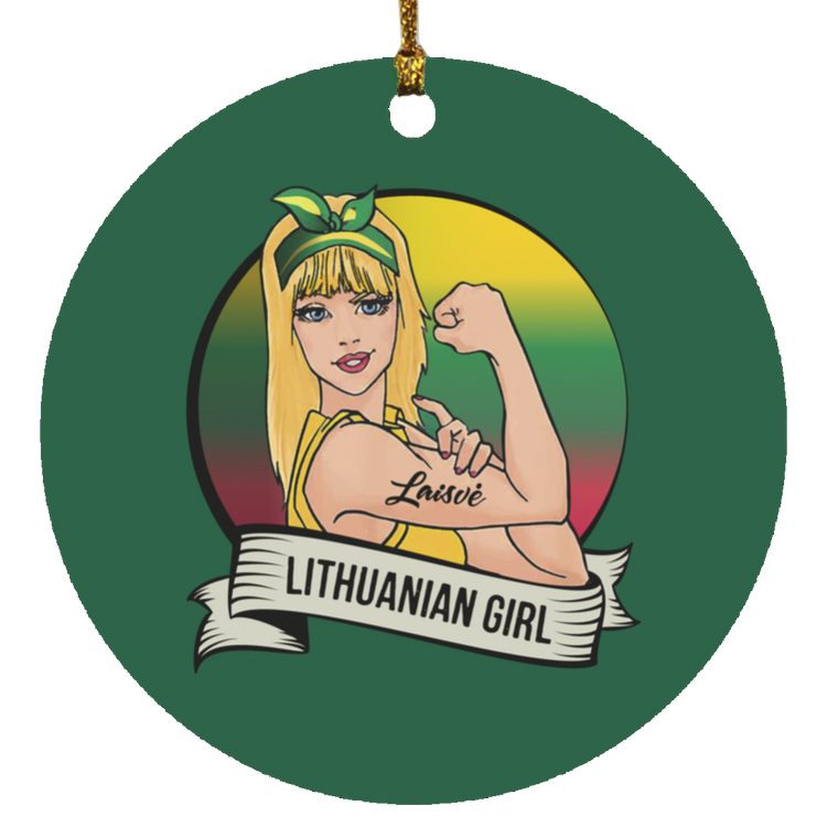 Lithuanian Girl - MDF Circle Ornament - Lithuania Strong