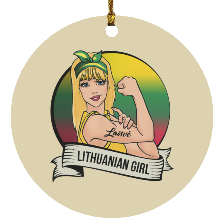 Lithuanian Girl - MDF Circle Ornament - Lithuania Strong