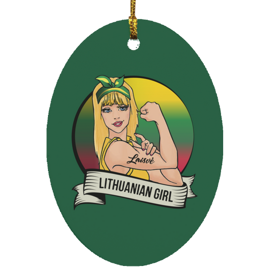 Lithuanian Girl - MDF Oval Ornament - Lithuania Strong