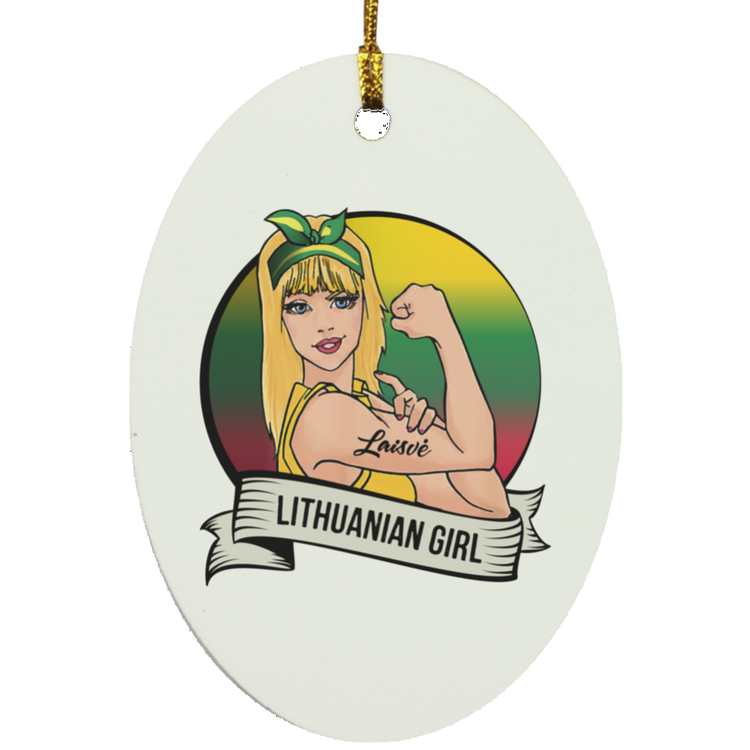 Lithuanian Girl - MDF Oval Ornament - Lithuania Strong