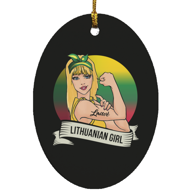 Lithuanian Girl - MDF Oval Ornament - Lithuania Strong